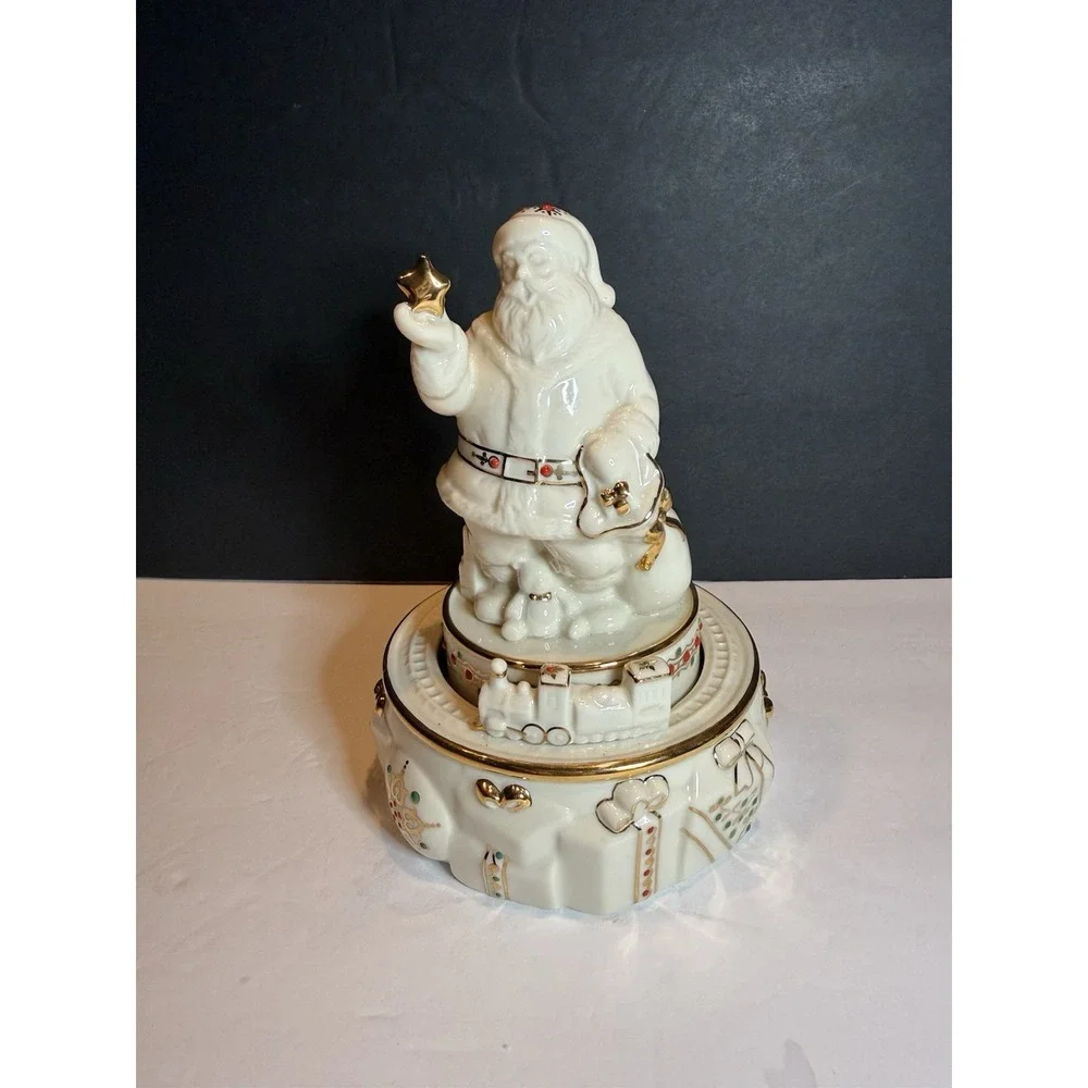 Lenox China Jewels Santa Jolly Old Saint Nicholas Musical Figurine Vintage Box
